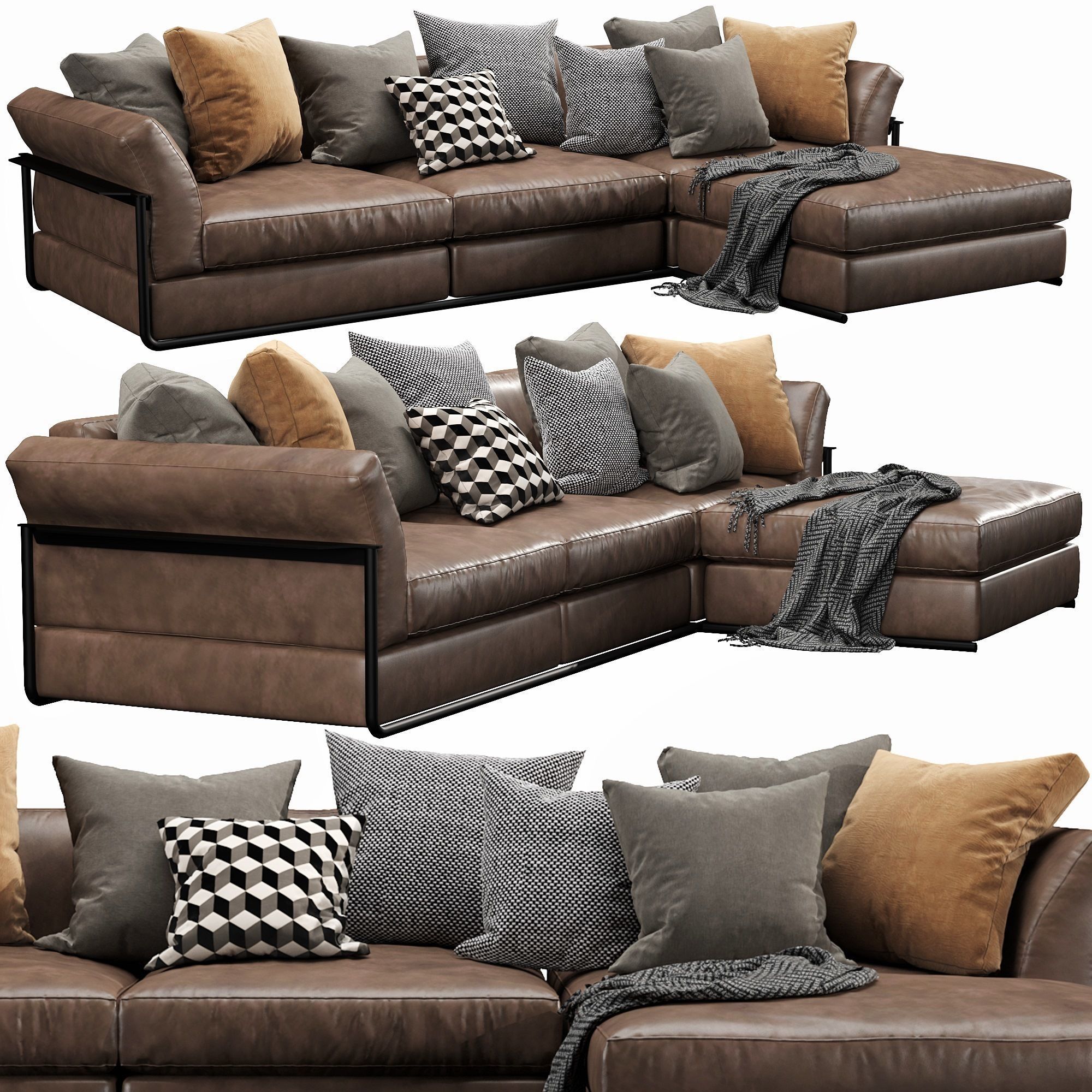 Flexform Zeno Chaise Lounge 3D model_2