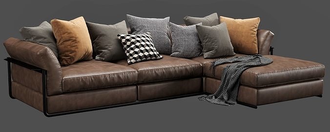 Flexform Zeno Chaise Lounge 3D model 7