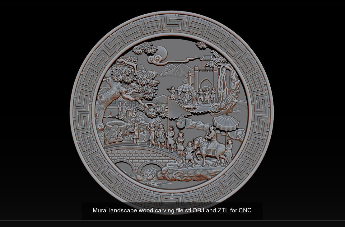 Collection Mural landscape -  stl OBJ and ZTL for CNC _34