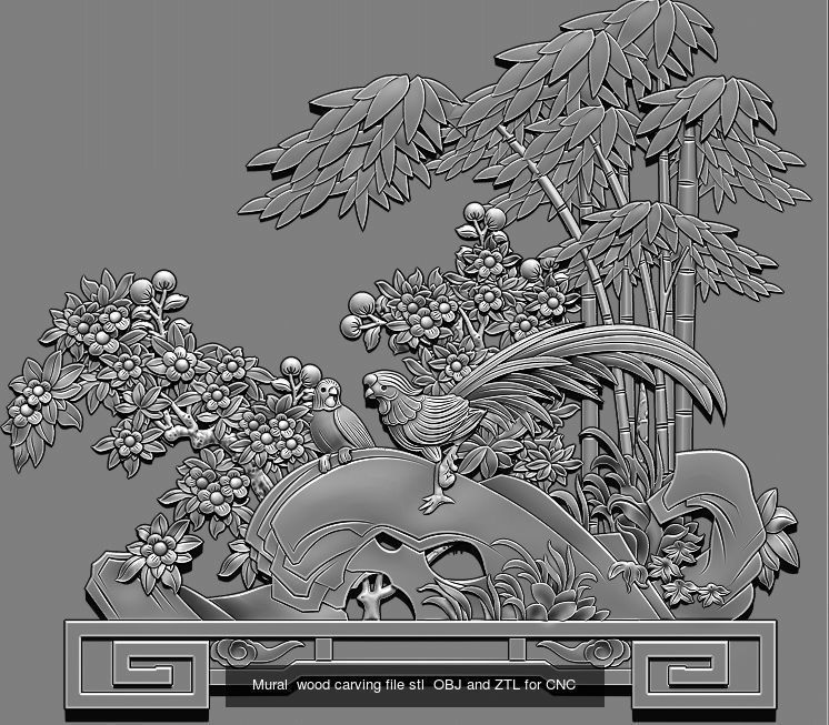 Collection Mural landscape -  stl OBJ and ZTL for CNC _24