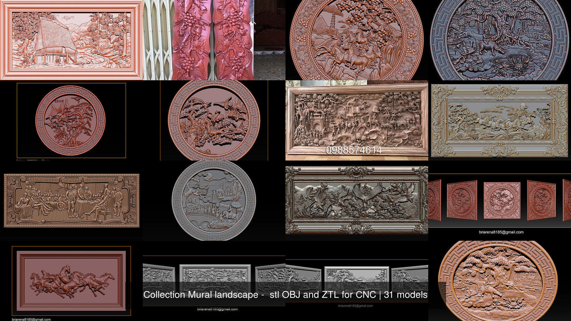 Collection Mural landscape -  stl OBJ and ZTL for CNC _8