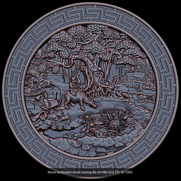Collection Mural landscape -  stl OBJ and ZTL for CNC _29