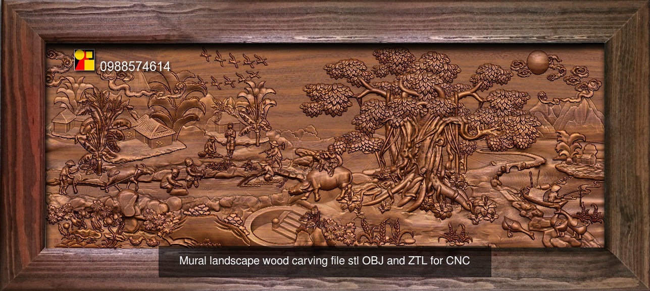 Collection Mural landscape -  stl OBJ and ZTL for CNC _14