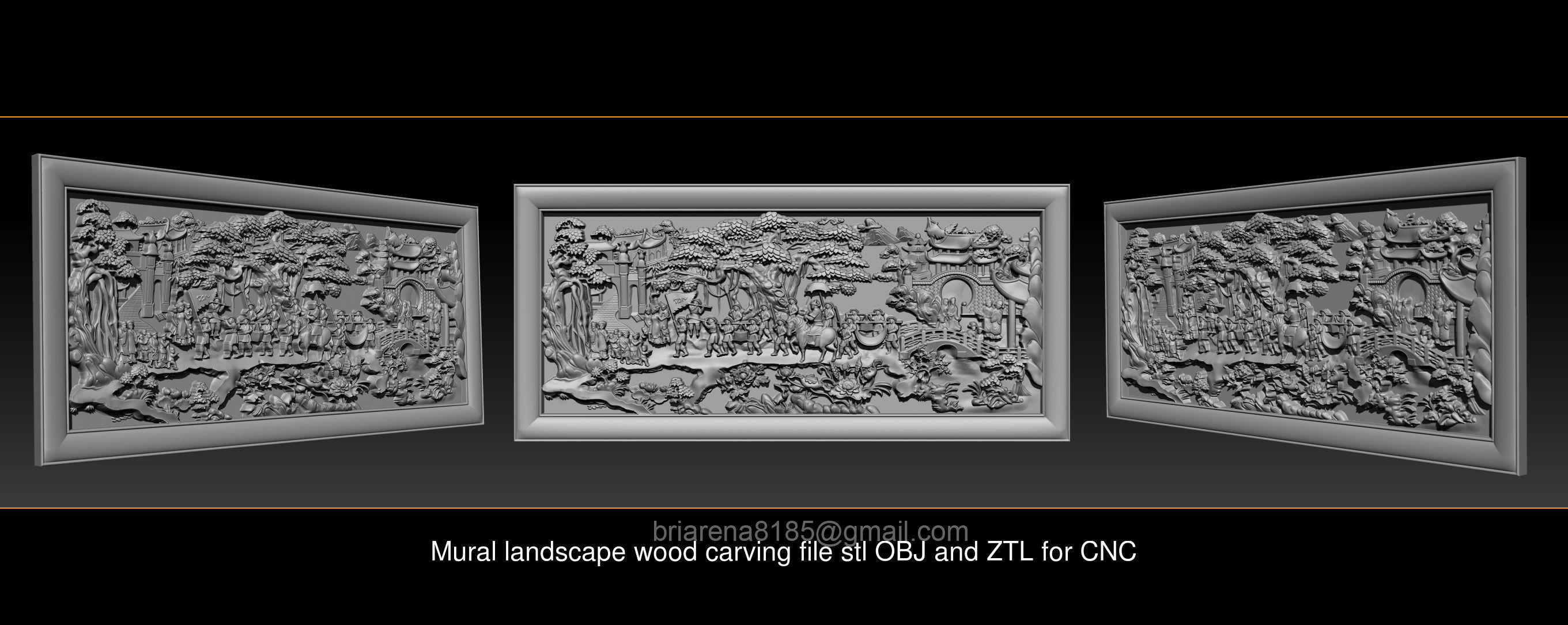 Collection Mural landscape -  stl OBJ and ZTL for CNC _38