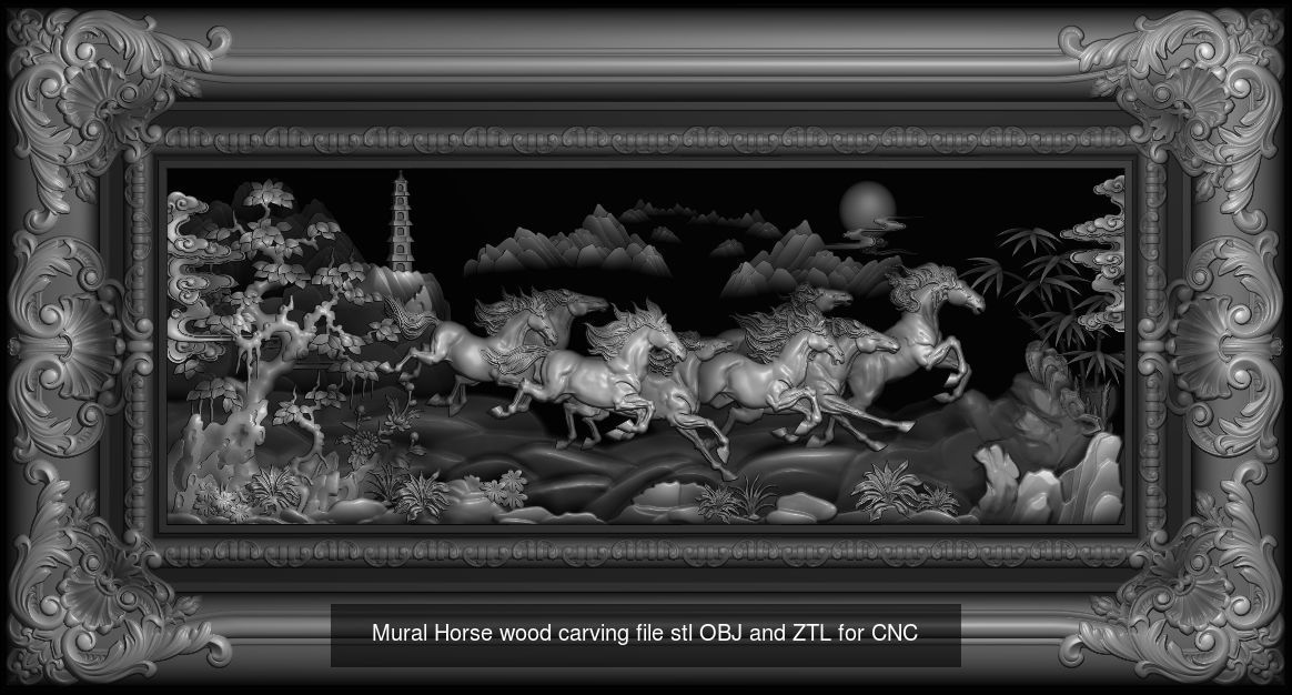 Collection Mural landscape -  stl OBJ and ZTL for CNC _19