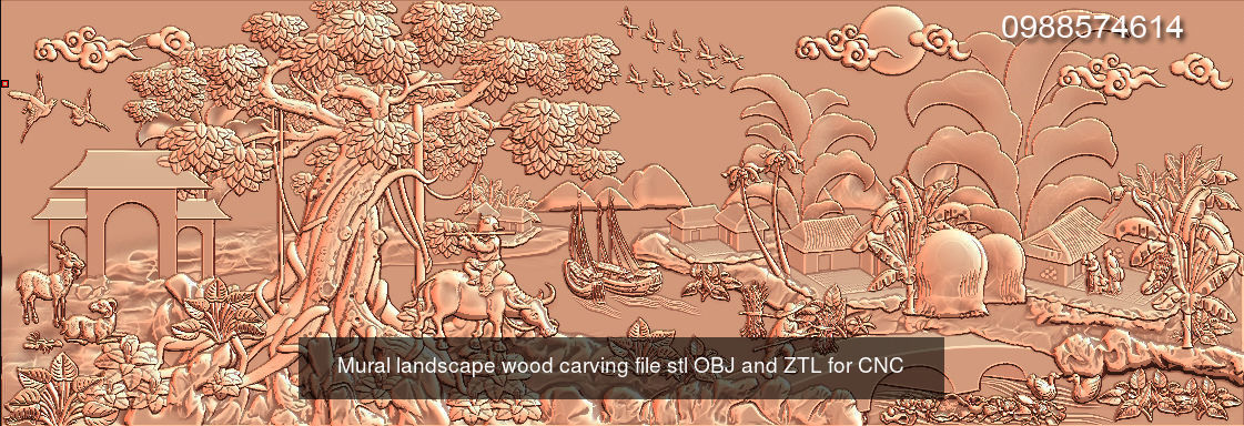 Collection Mural landscape -  stl OBJ and ZTL for CNC _13