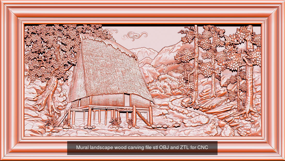 Collection Mural landscape -  stl OBJ and ZTL for CNC _26