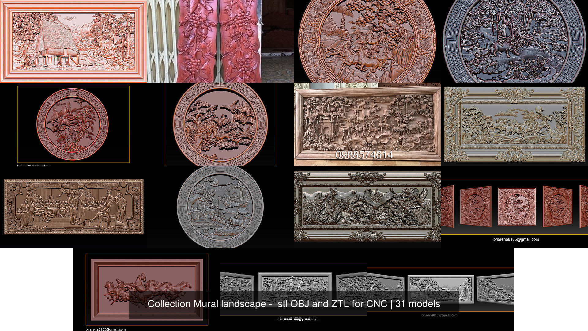 Collection Mural landscape -  stl OBJ and ZTL for CNC _9