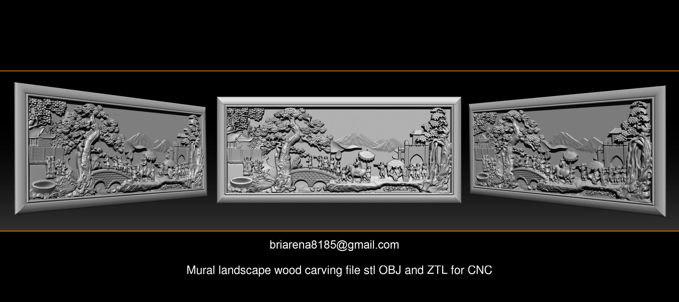 Collection Mural landscape -  stl OBJ and ZTL for CNC _39