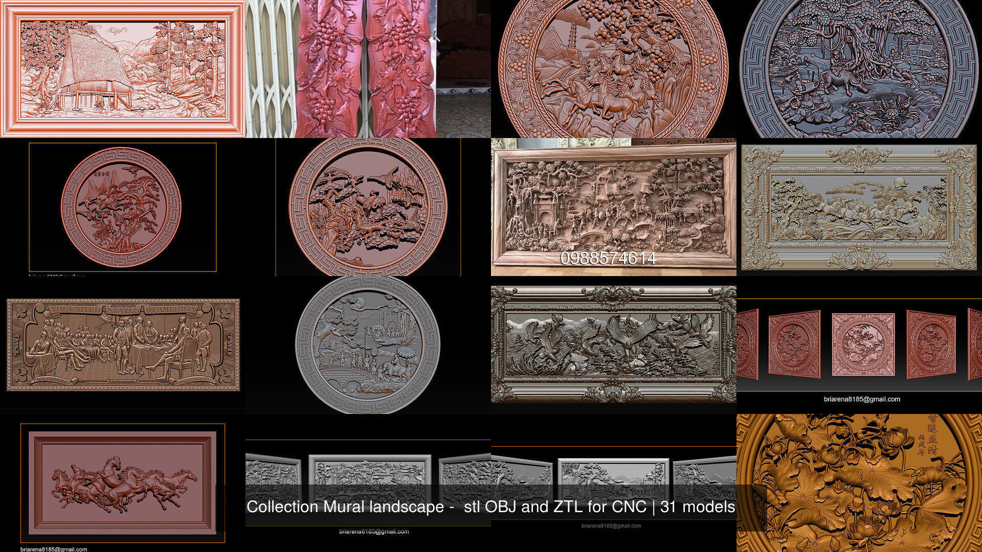 Collection Mural landscape -  stl OBJ and ZTL for CNC _10