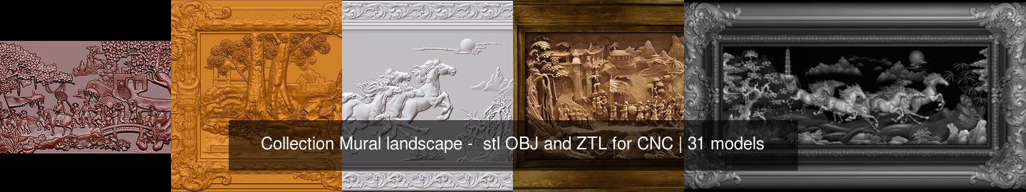 Collection Mural landscape -  stl OBJ and ZTL for CNC _7