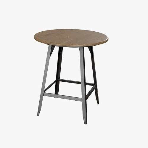 Hudson Pub Table acacia wood distressed Low-poly 3D model