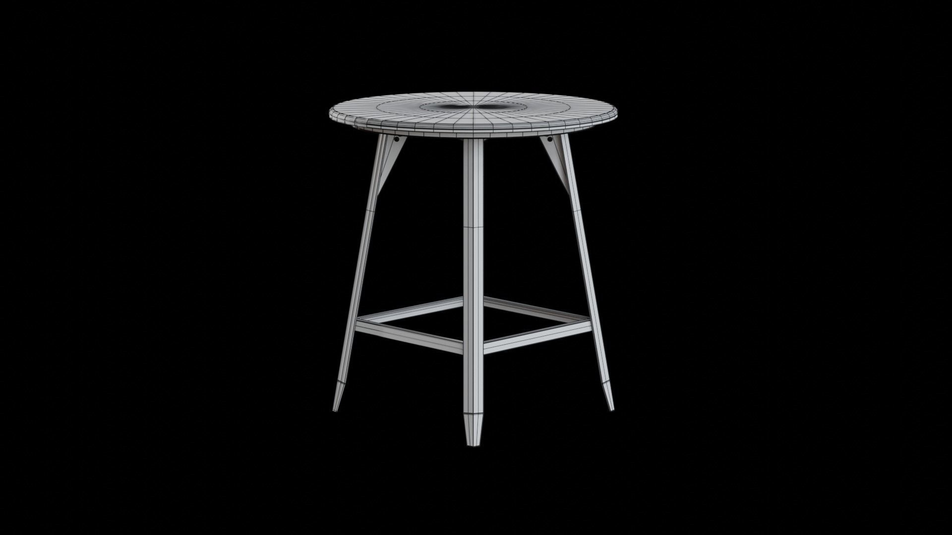 Hudson Pub Table walnut Low-poly 3D model_7