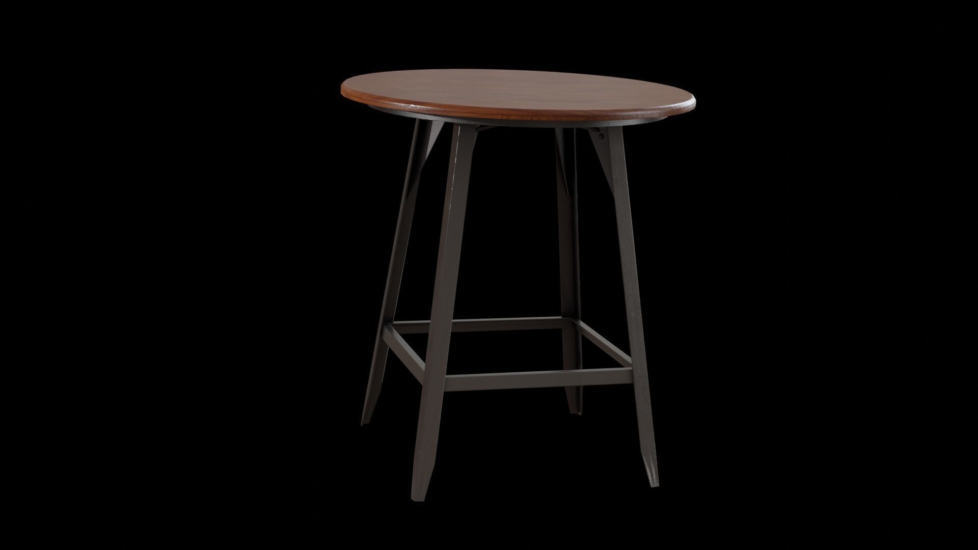 Hudson Pub Table walnut Low-poly 3D model_5