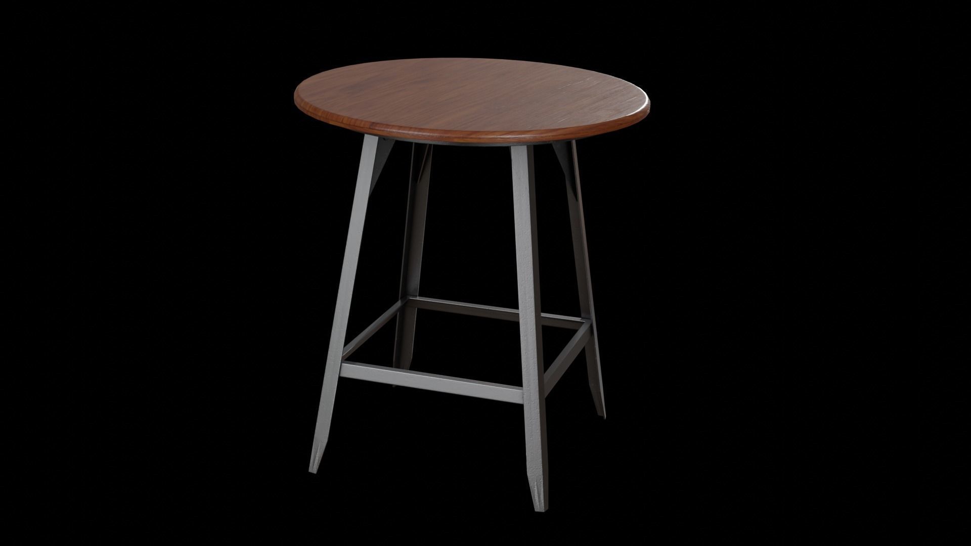 Hudson Pub Table walnut Low-poly 3D model_2