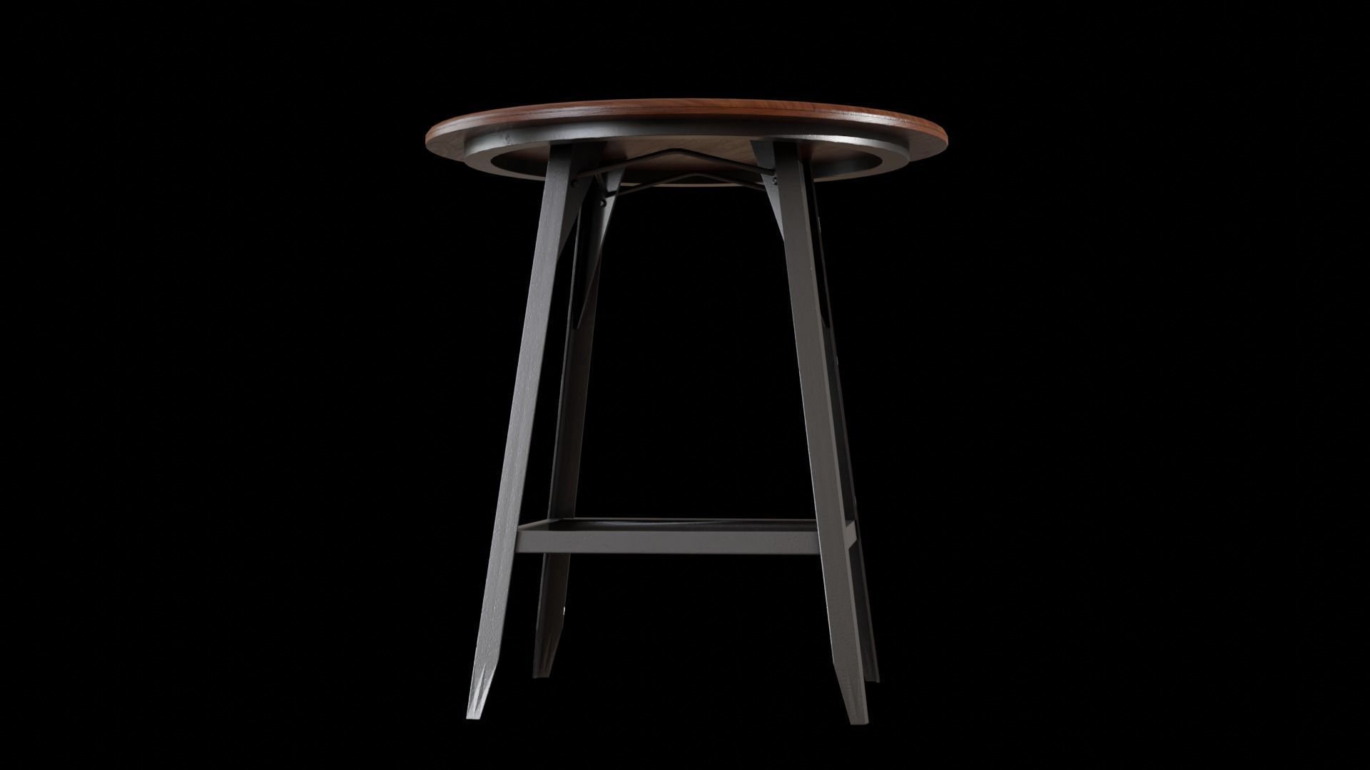 Hudson Pub Table walnut Low-poly 3D model_3