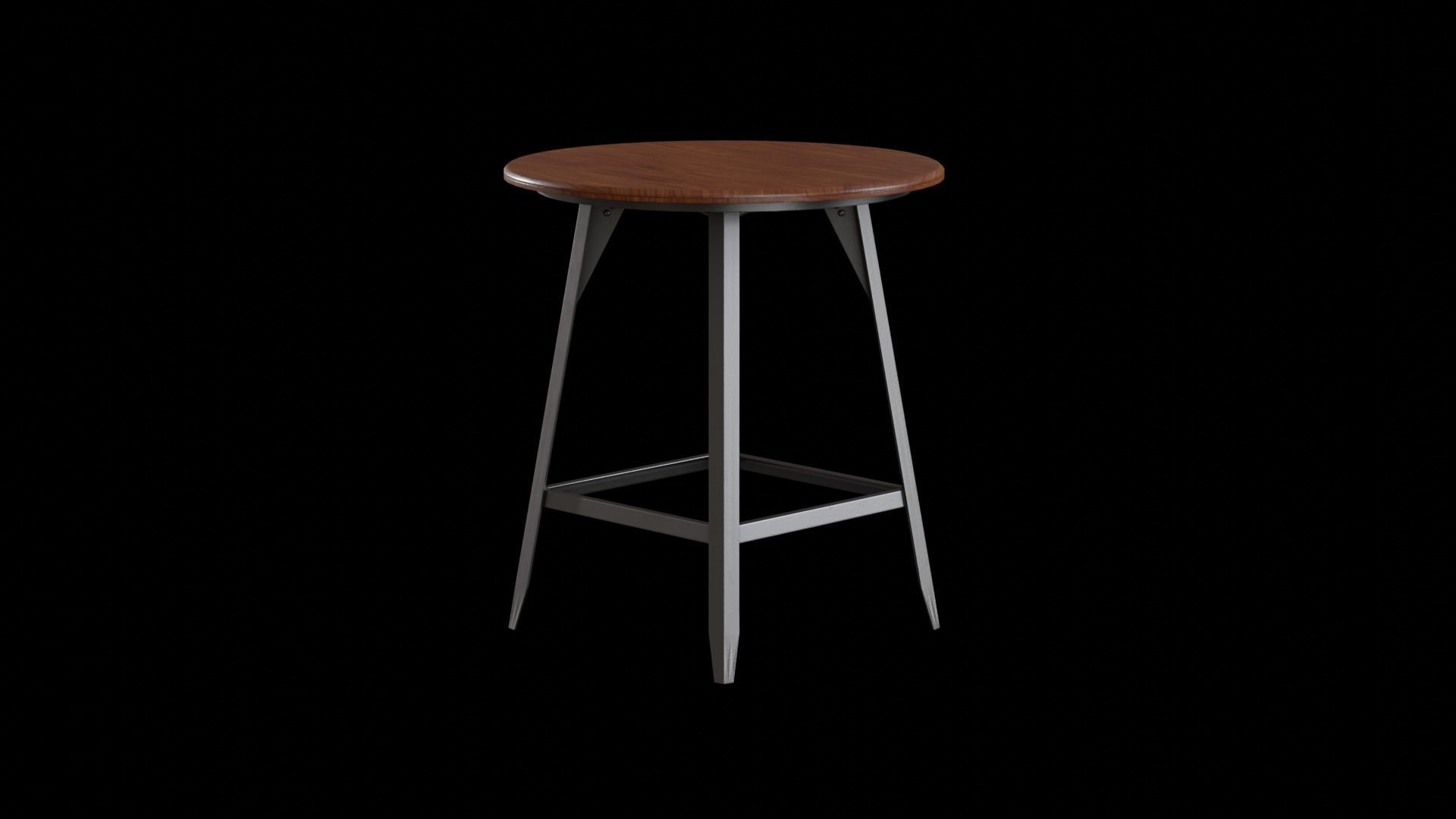 Hudson Pub Table walnut Low-poly 3D model_1