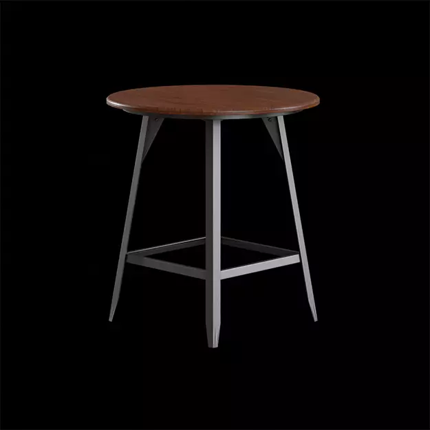 Hudson Pub Table walnut Low-poly 3D model_0