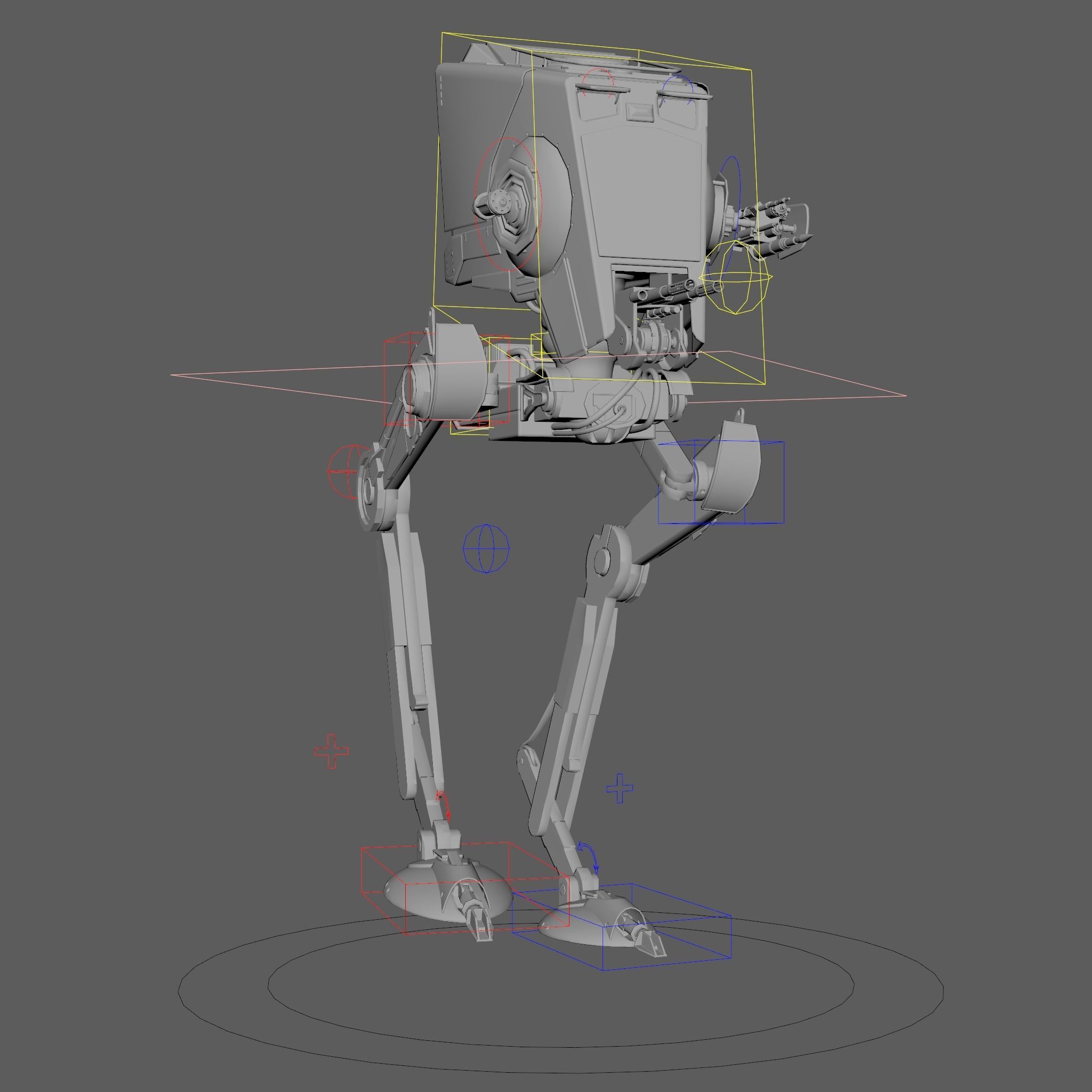 RIGGED Star Wars at st walker with walk cycle 3D model_39