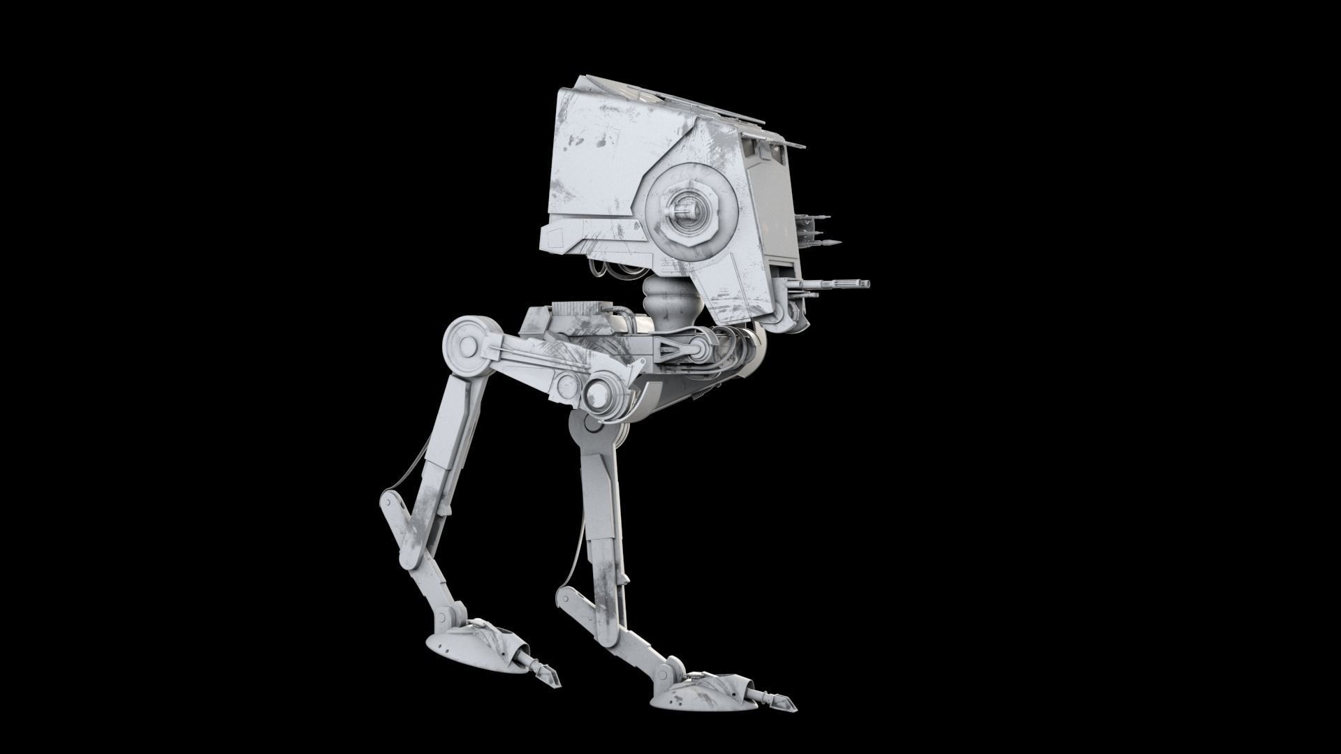 RIGGED Star Wars at st walker with walk cycle 3D model_20