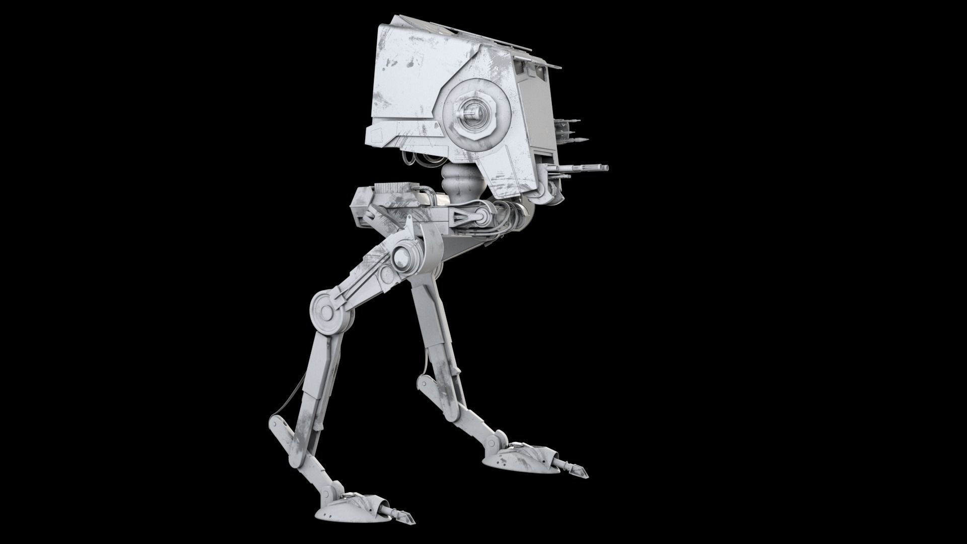 RIGGED Star Wars at st walker with walk cycle 3D model_18