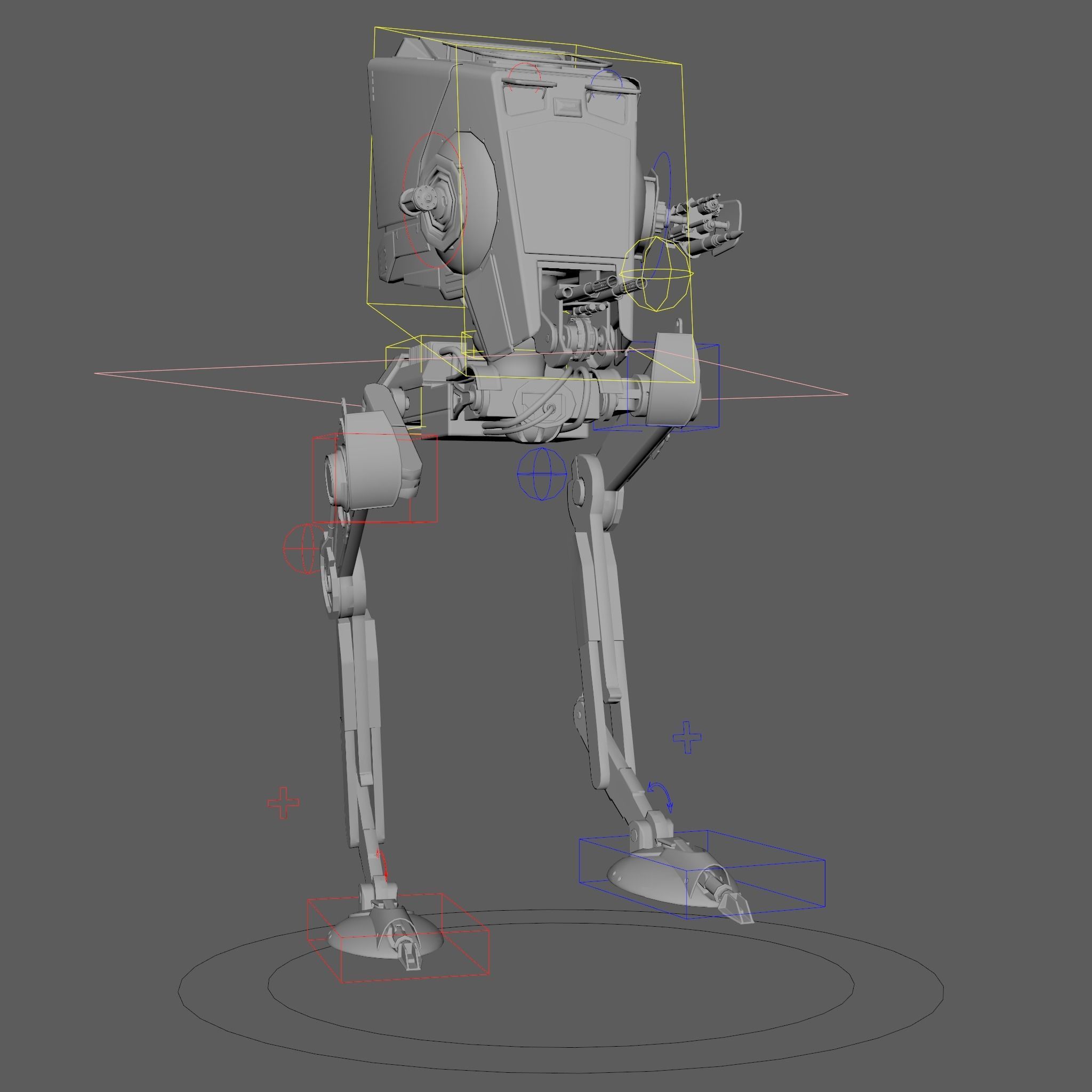 RIGGED Star Wars at st walker with walk cycle 3D model_32