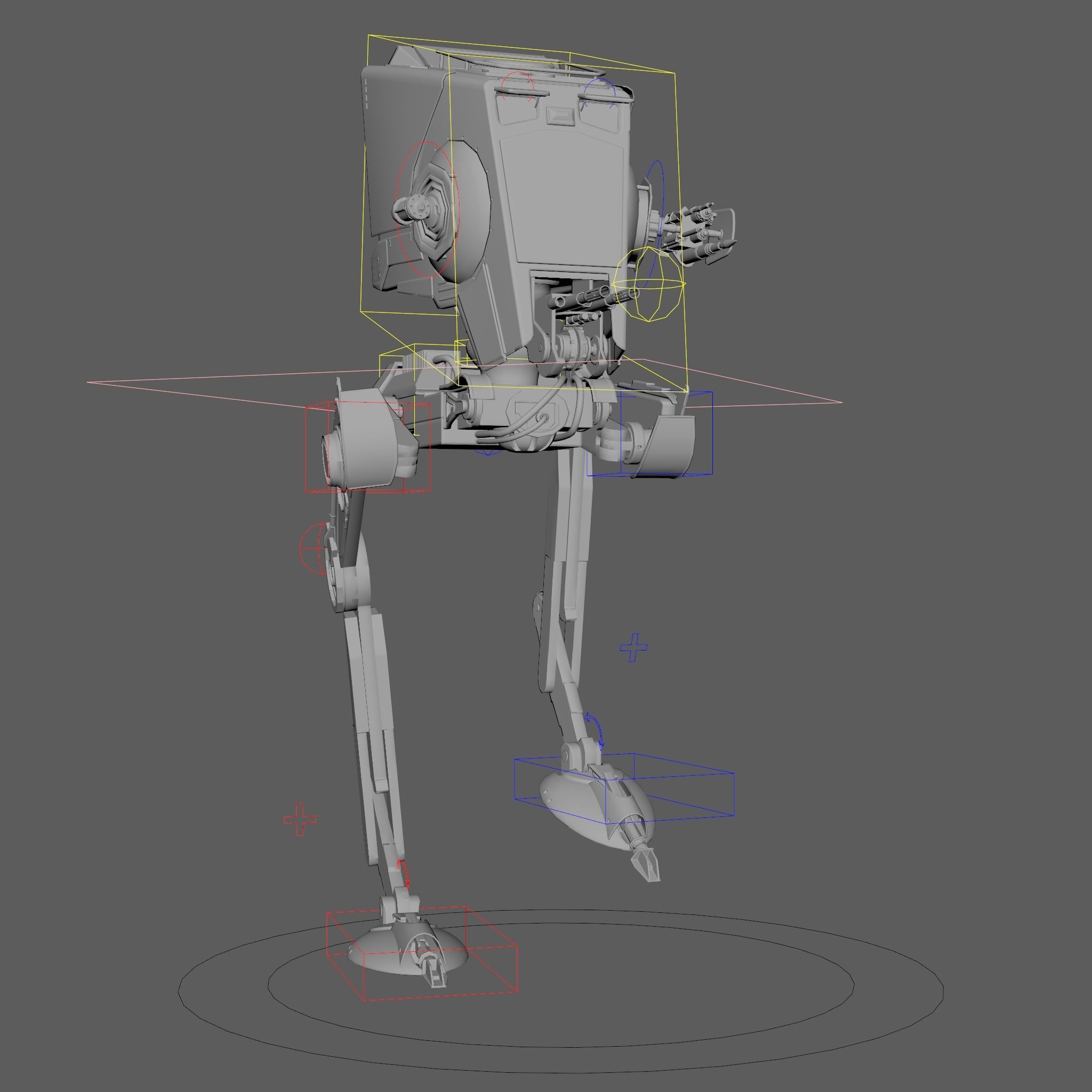 RIGGED Star Wars at st walker with walk cycle 3D model_30