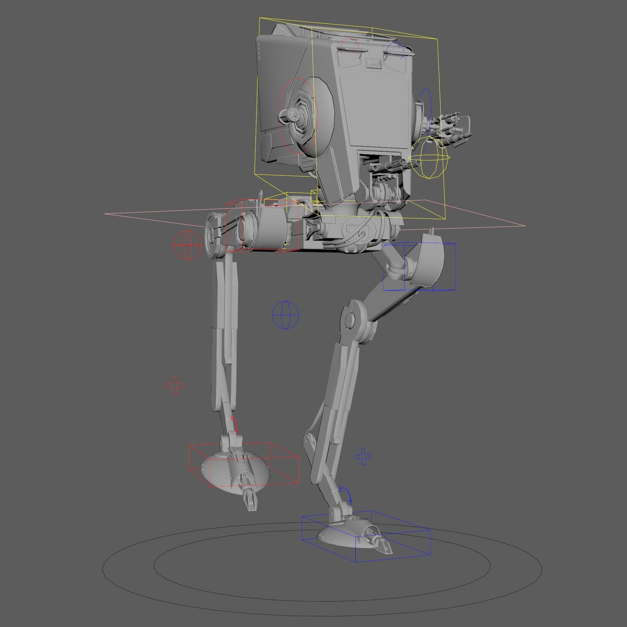 RIGGED Star Wars at st walker with walk cycle 3D model_38