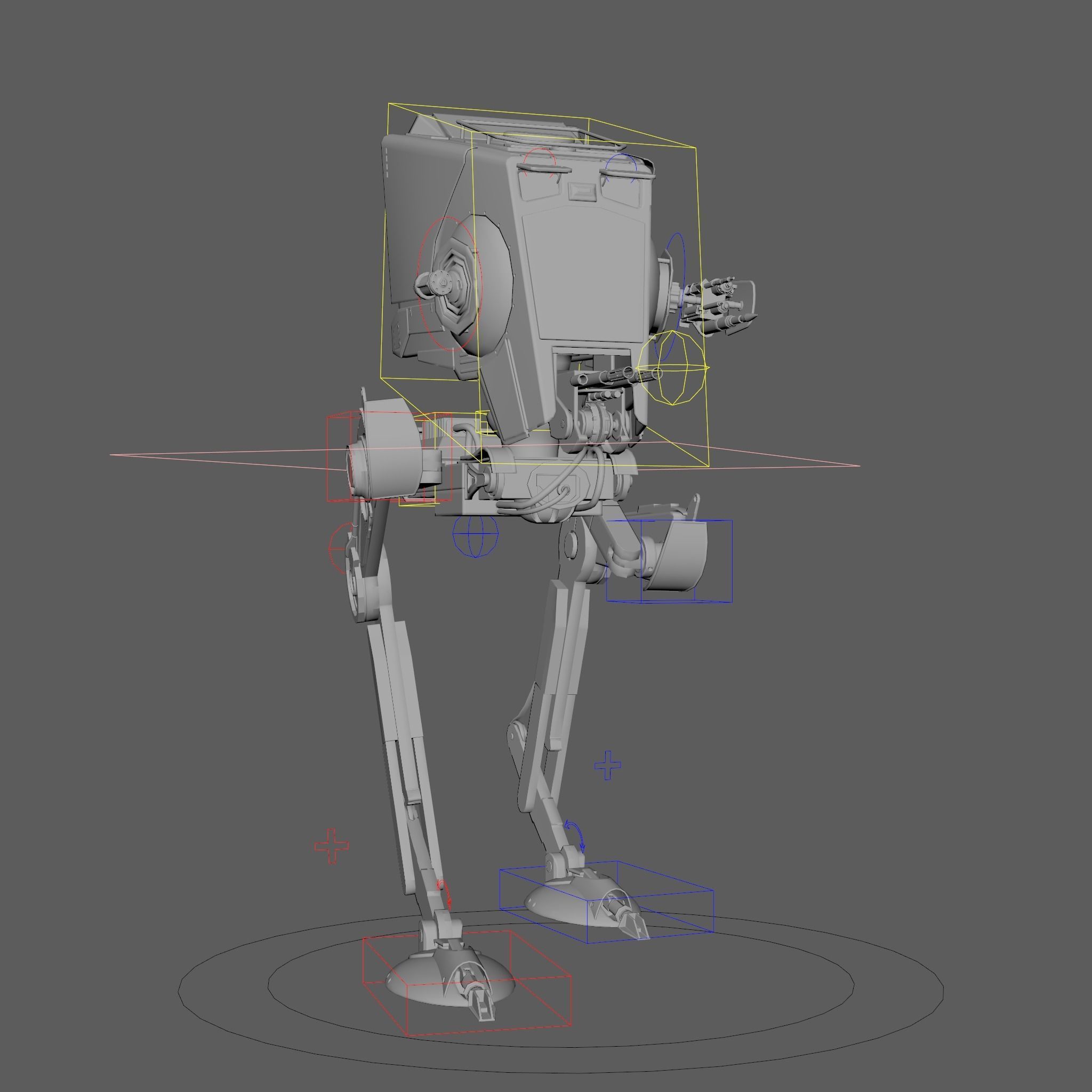 RIGGED Star Wars at st walker with walk cycle 3D model_27
