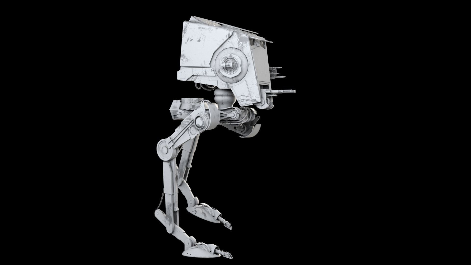 RIGGED Star Wars at st walker with walk cycle 3D model_15