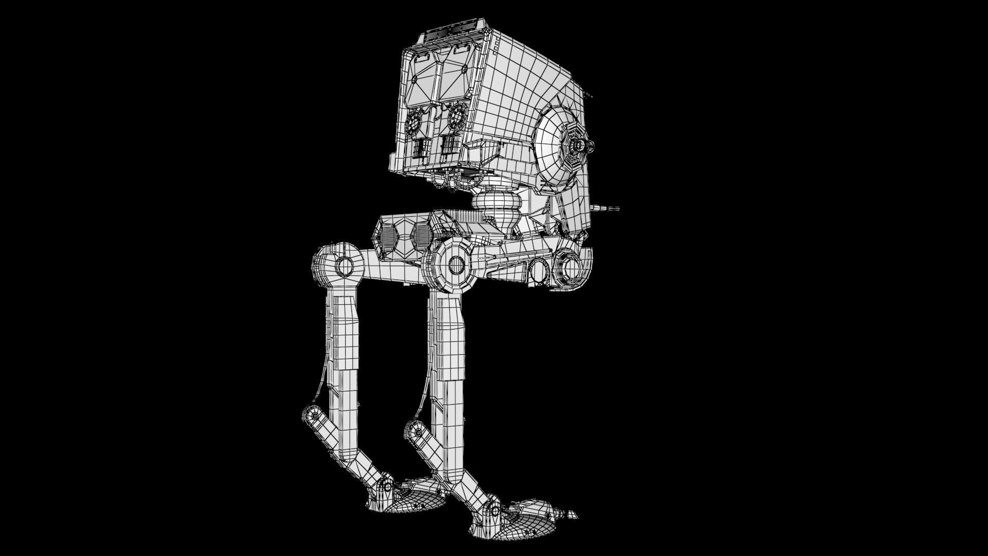 RIGGED Star Wars at st walker with walk cycle 3D model_8