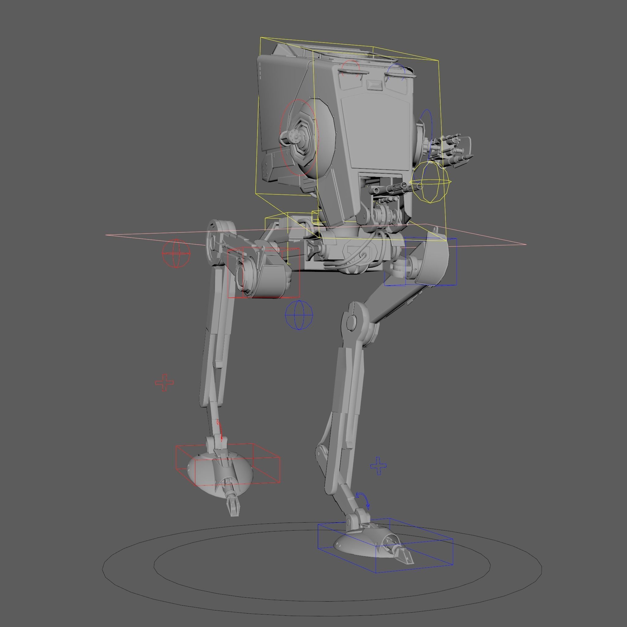 RIGGED Star Wars at st walker with walk cycle 3D model_36