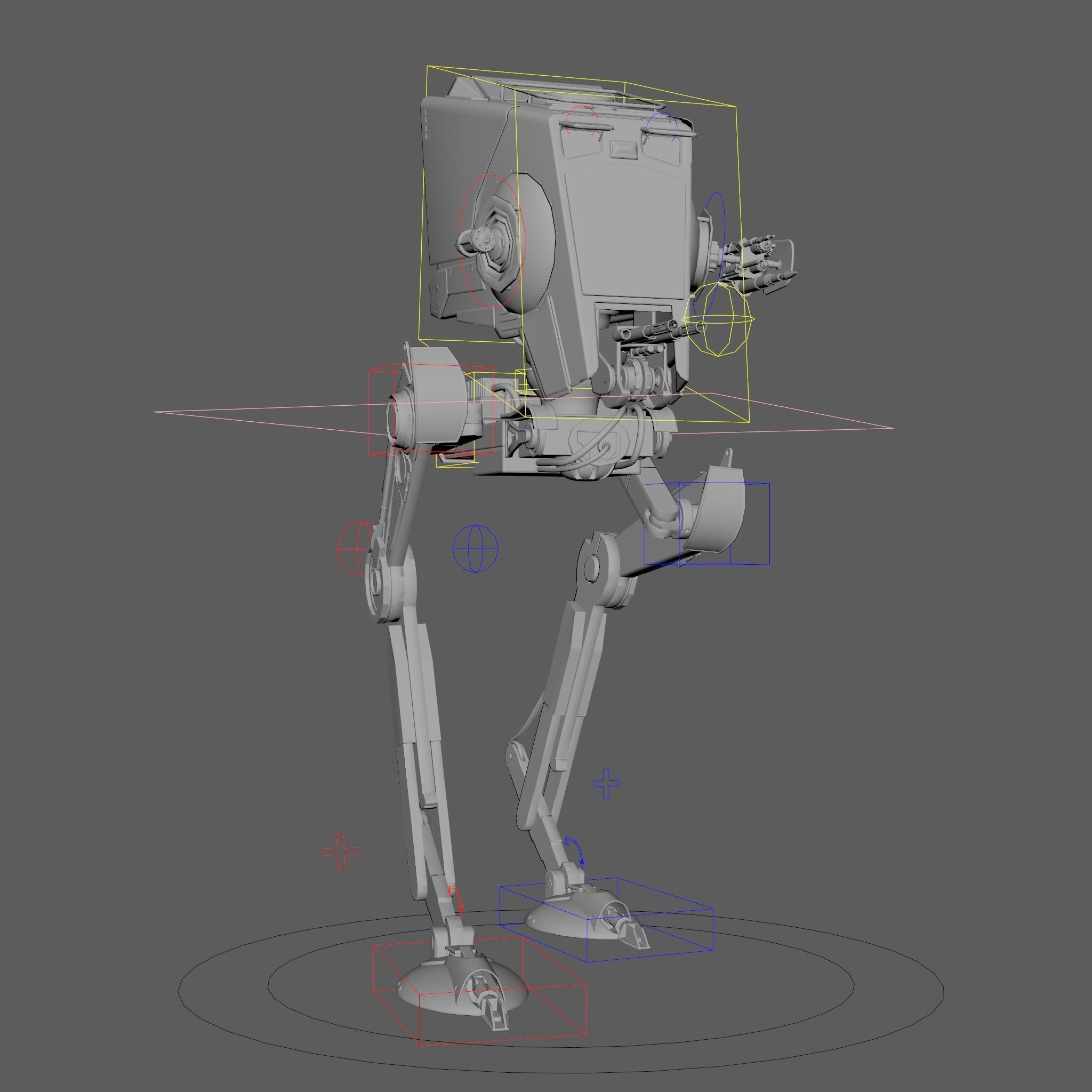 RIGGED Star Wars at st walker with walk cycle 3D model_40