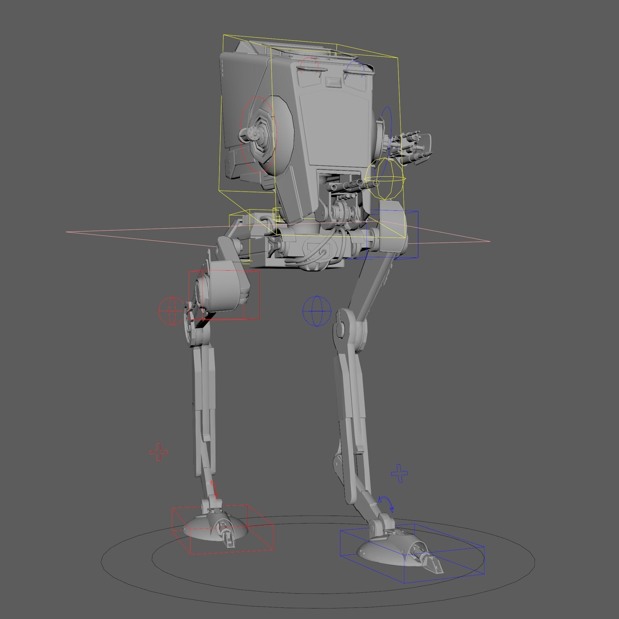 RIGGED Star Wars at st walker with walk cycle 3D model_33