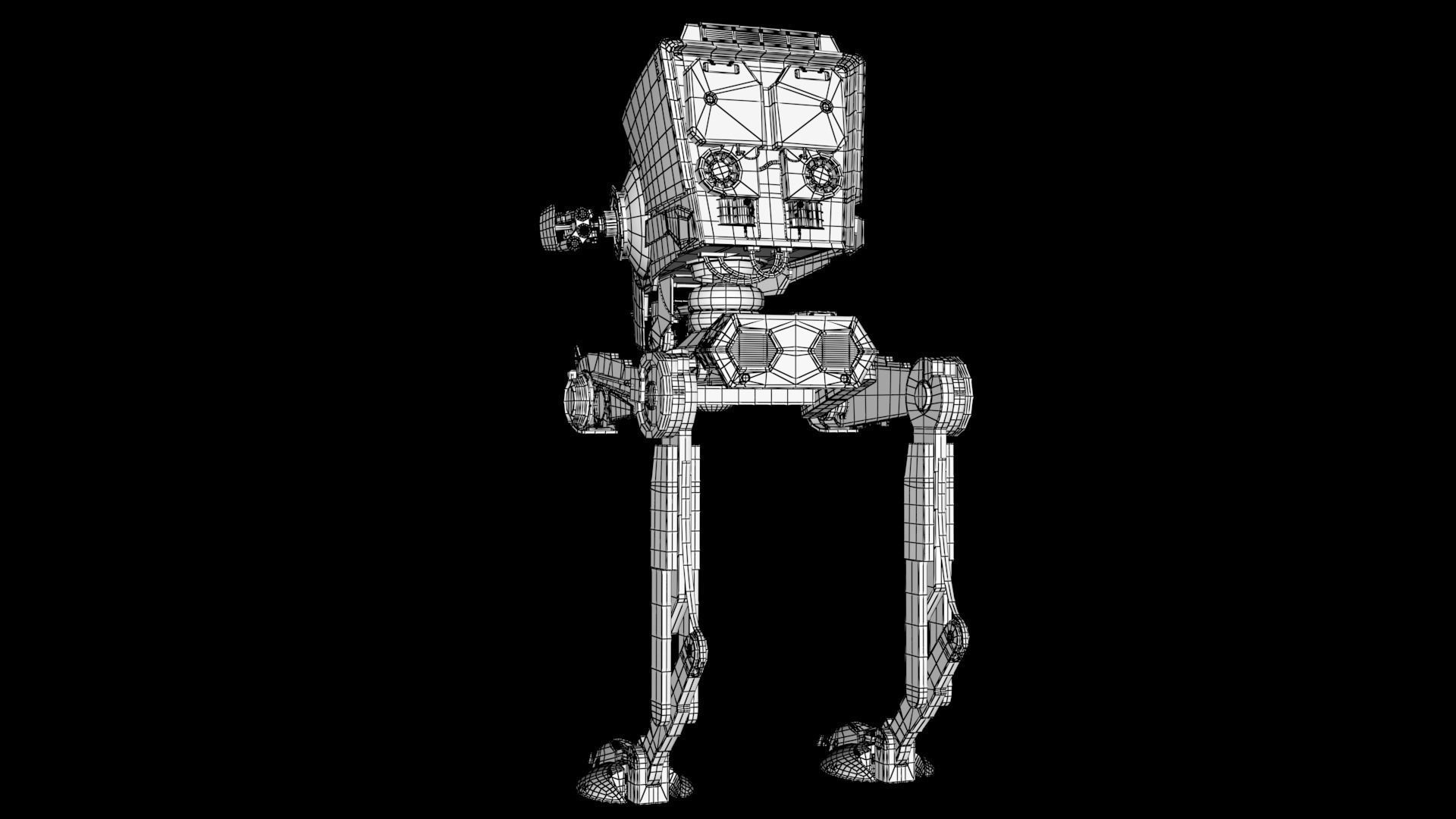RIGGED Star Wars at st walker with walk cycle 3D model_10