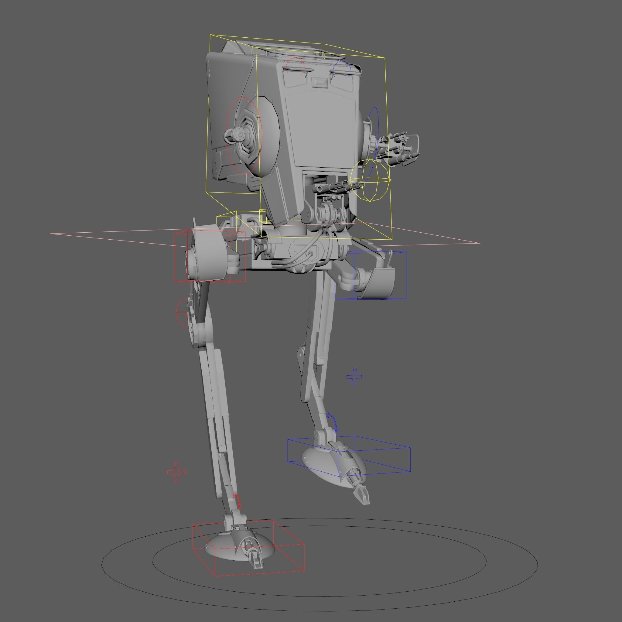 RIGGED Star Wars at st walker with walk cycle 3D model_29