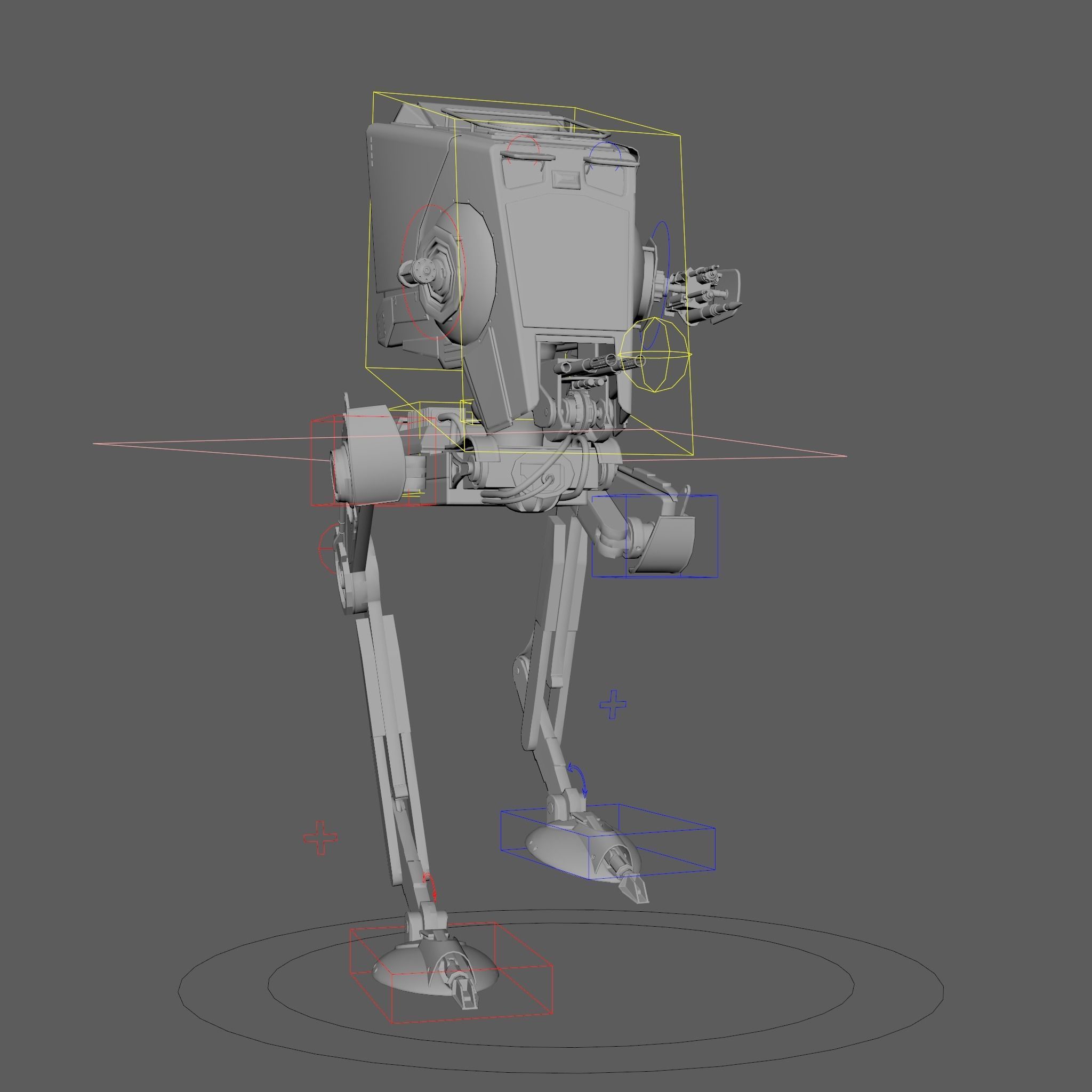 RIGGED Star Wars at st walker with walk cycle 3D model_28