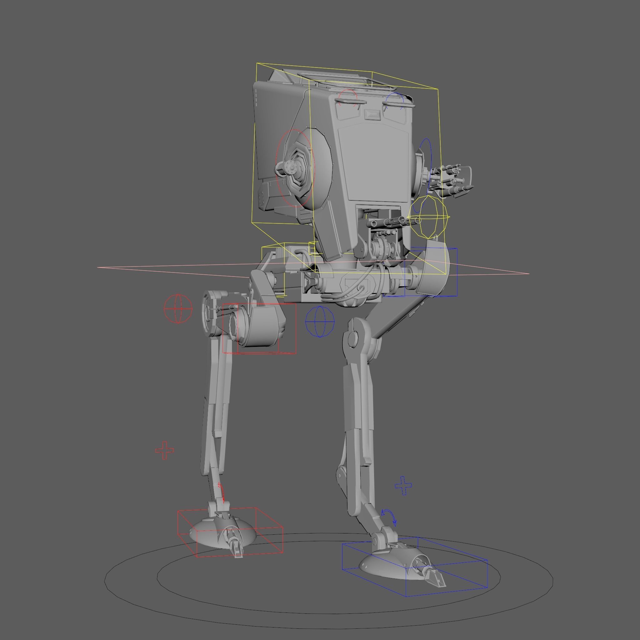 RIGGED Star Wars at st walker with walk cycle 3D model_34