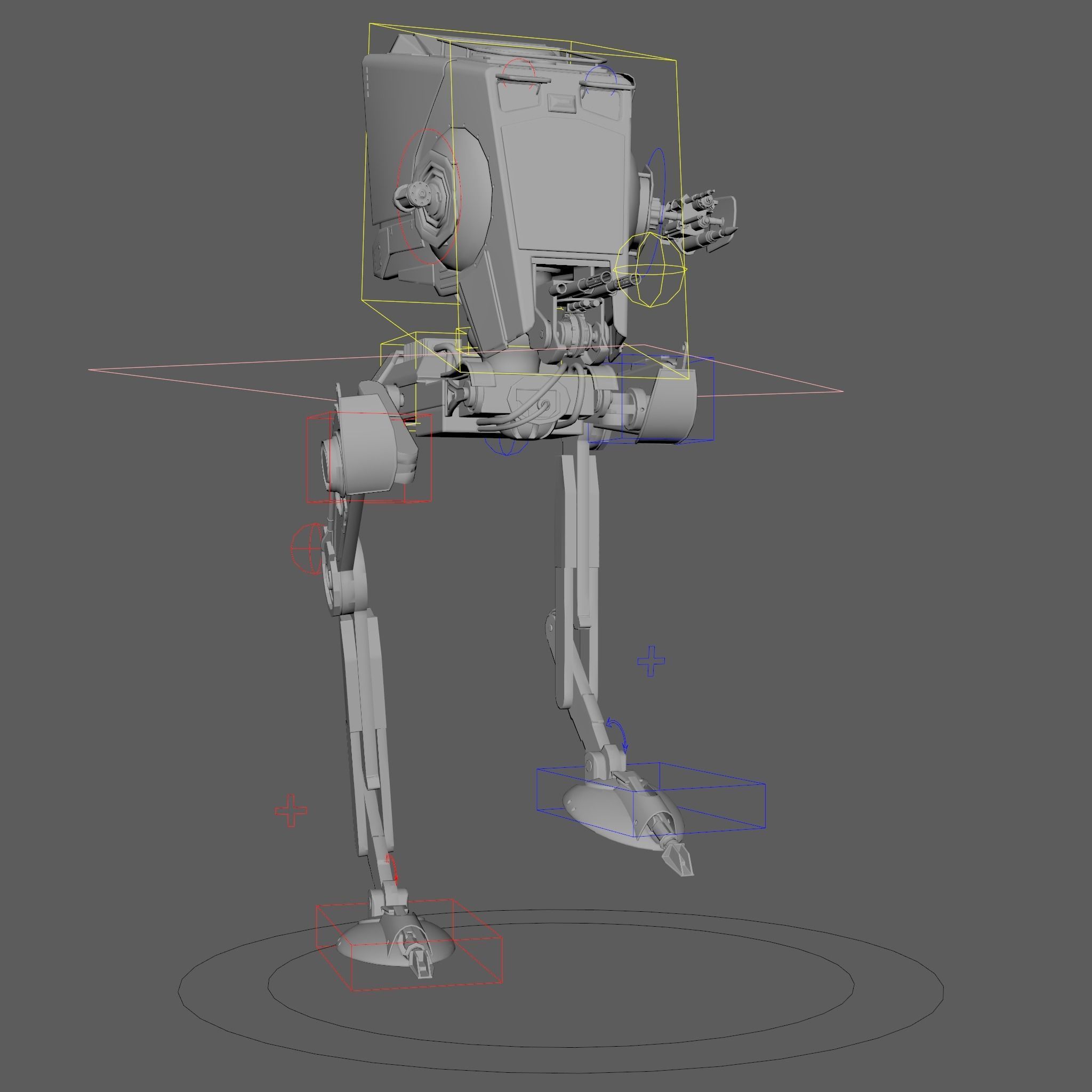RIGGED Star Wars at st walker with walk cycle 3D model_31