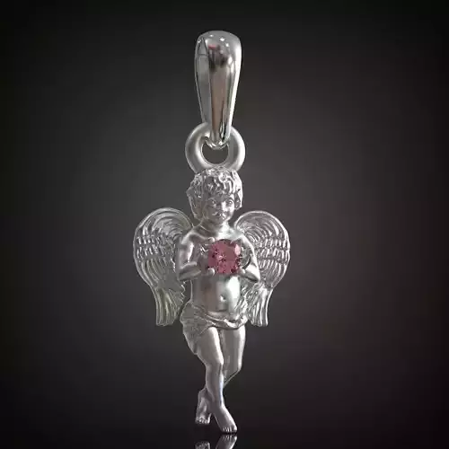 Angel Boy Pendant with Gem in Arms