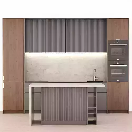 Kitchen02 modern kitchen with wooden cabinets and marble counter tops