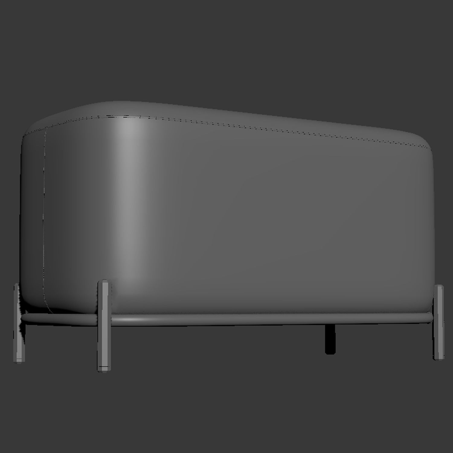 Pawai Square Pouf And Ottoman 3D model_1