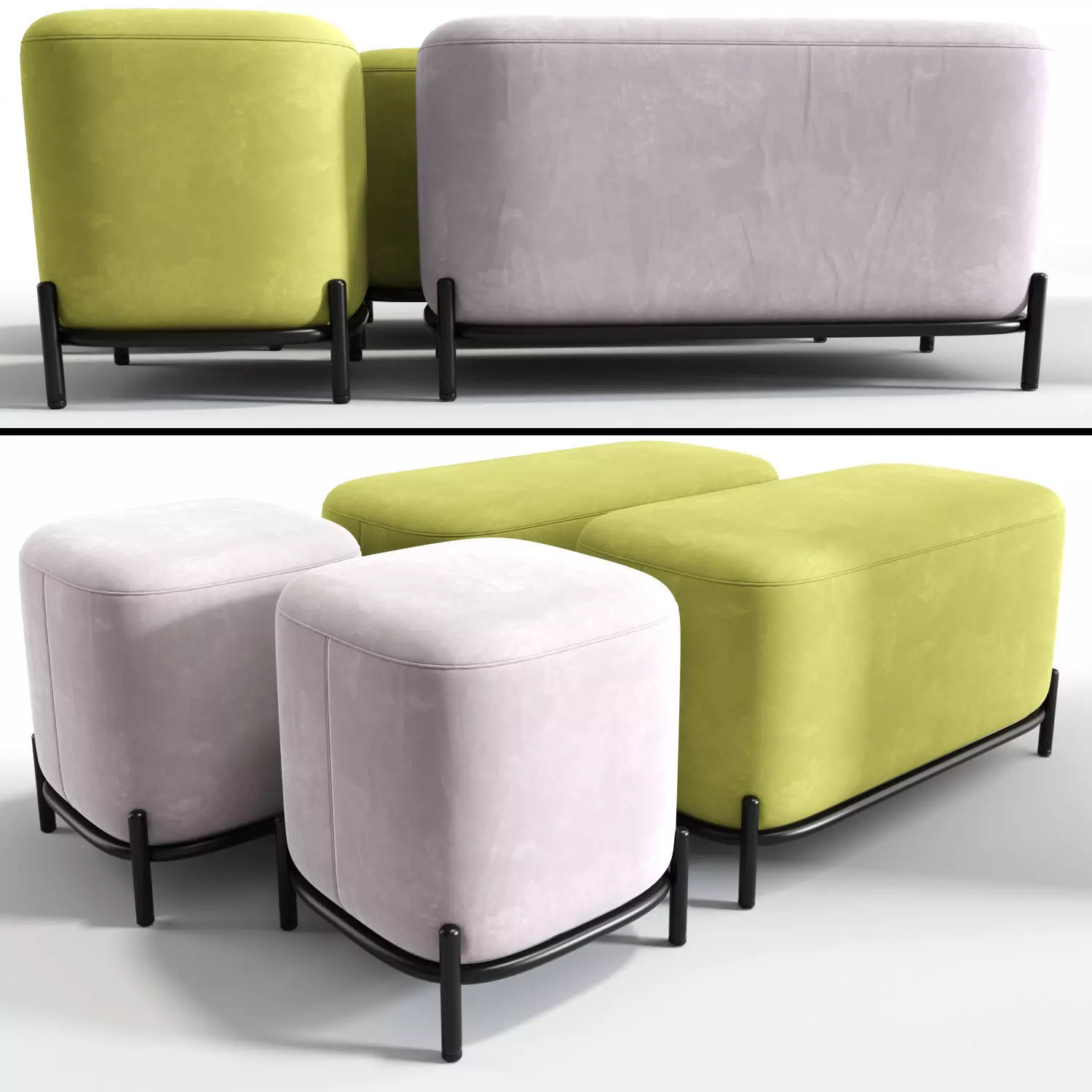 Pawai Square Pouf And Ottoman 3D model_0