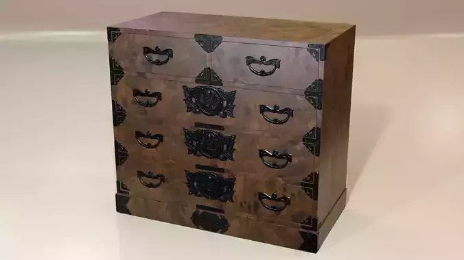 Japanese folk art chest of drawer