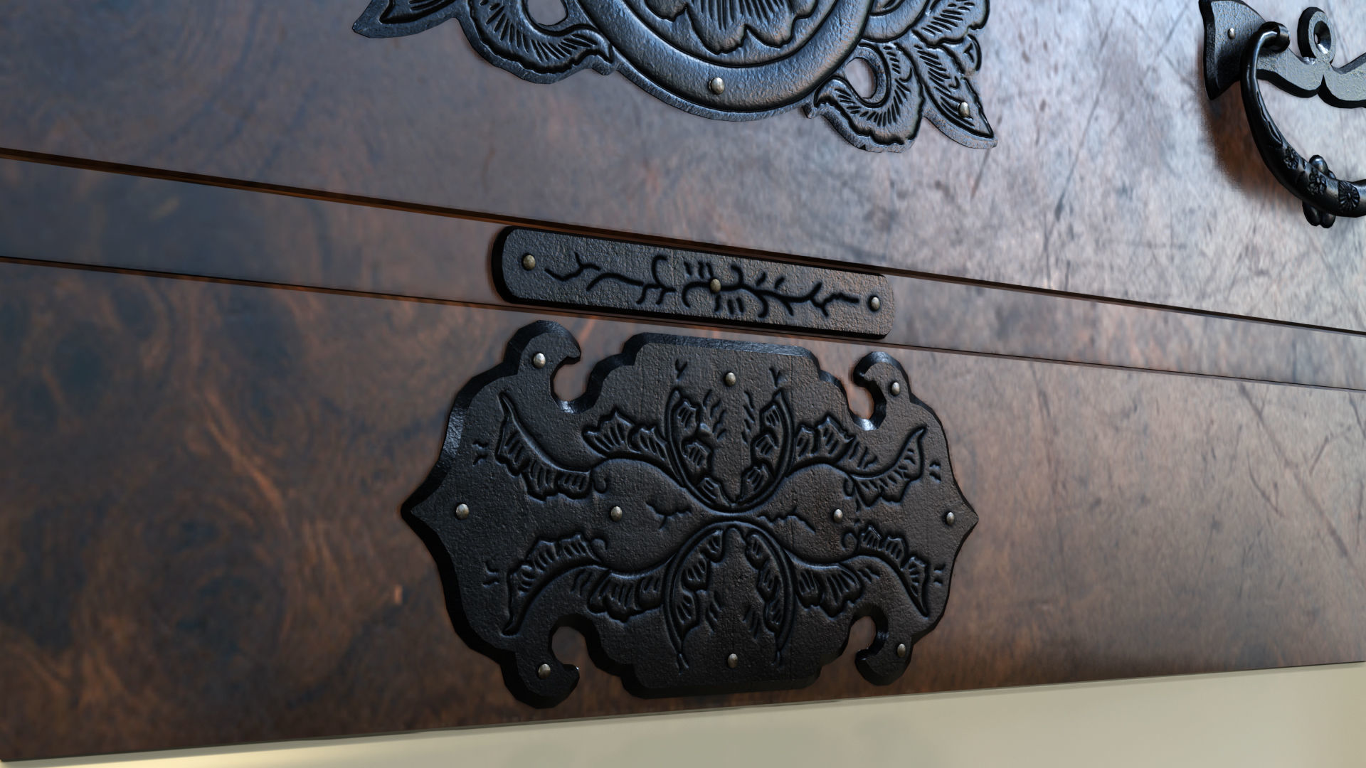 Japanese folk art chest of drawer 3D model_9