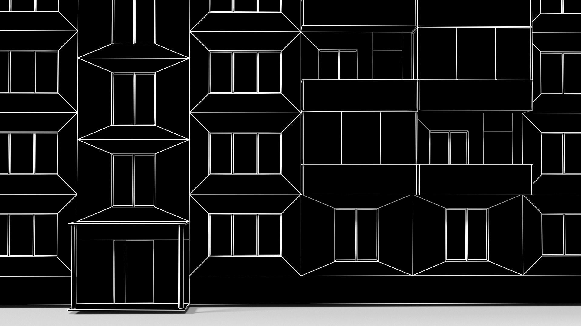 Red brick city building Low-poly 3D model_17