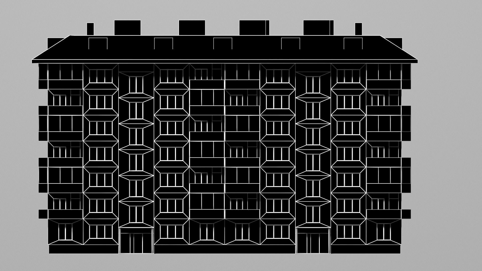 Red brick city building Low-poly 3D model_15