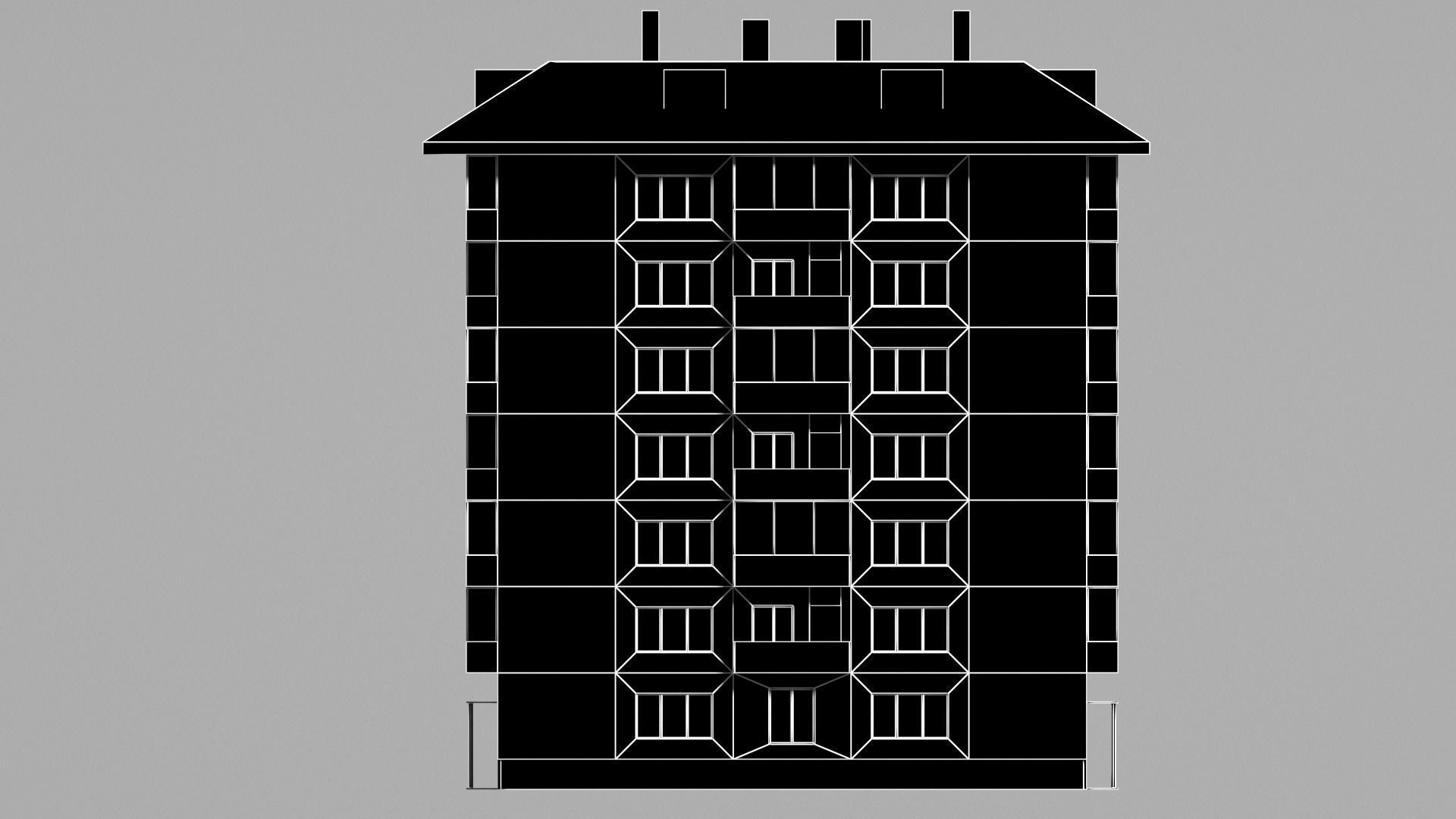Red brick city building Low-poly 3D model_16