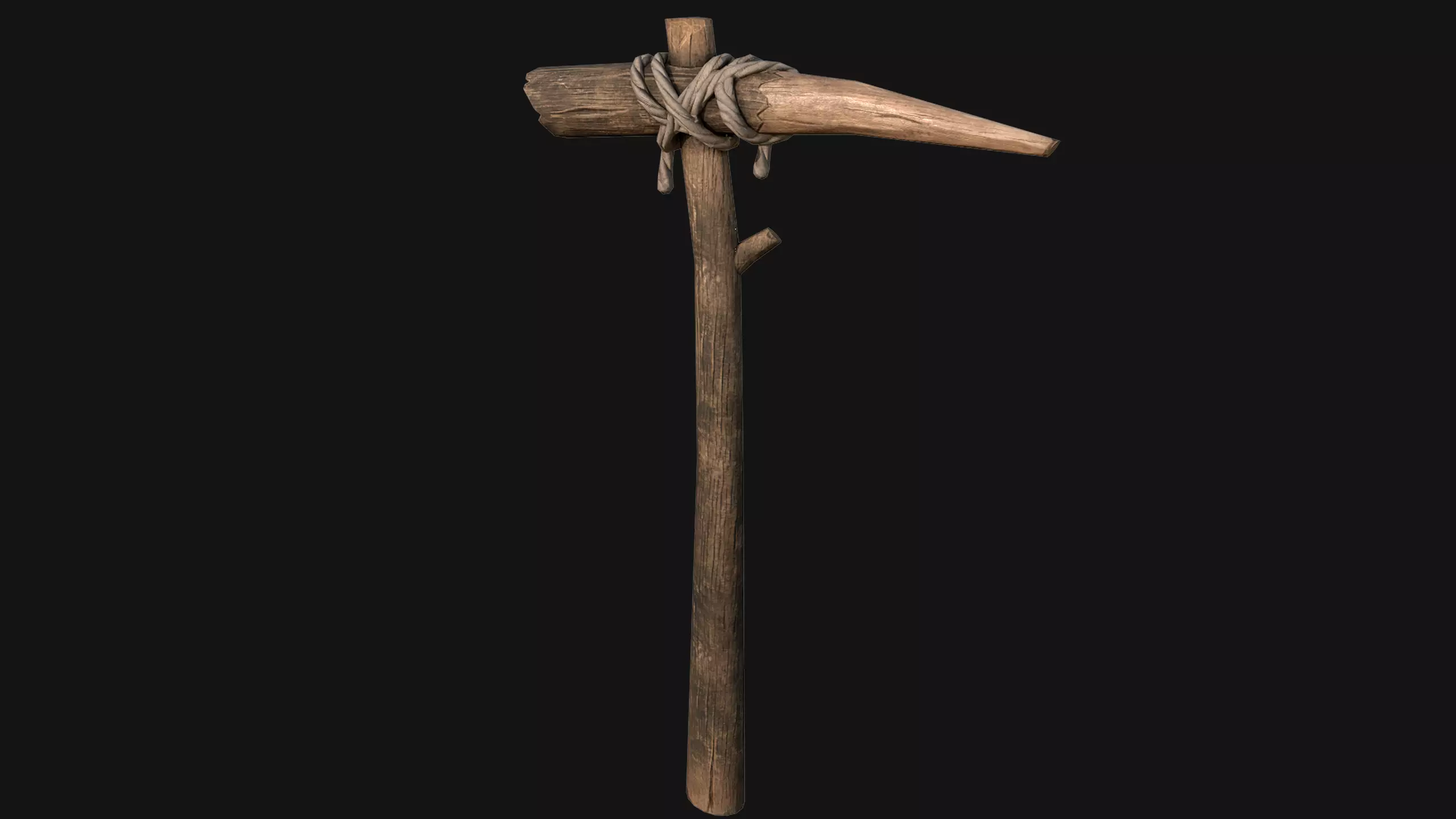 Wooden Pickaxe Ancient Survival Tool Miner Weapon Low-poly 3D model
