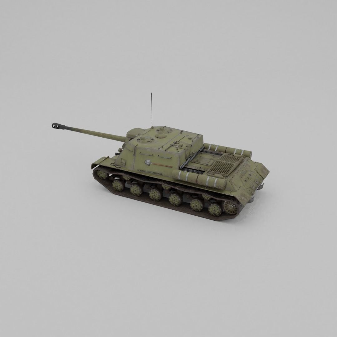 ISU-122s Tank destroyer Low-poly 3D model_26